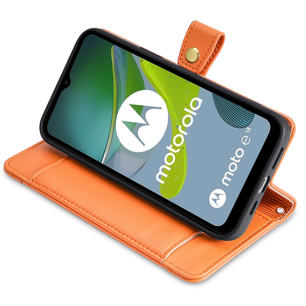 Card Slots Phone Stand Case for Motorola Moto E13 4G Zipper Pocket Leather Phone Cover with Straps Card Slots Phone Stand Case for Motorola Moto E13 4G Zipper Pocket Leather Phone Cover with Straps